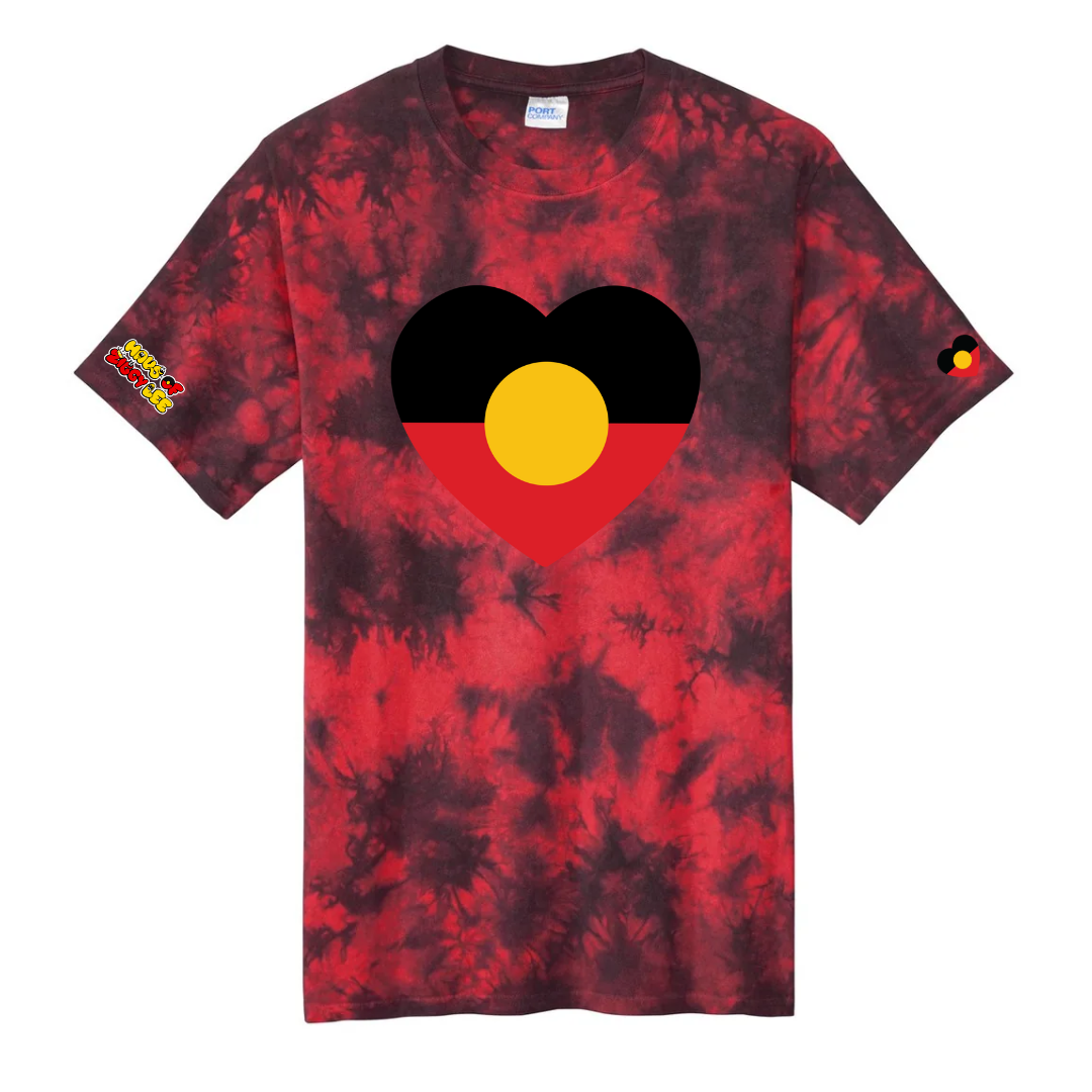 Aboriginal Heart Flag Tie Dye Adult Tee