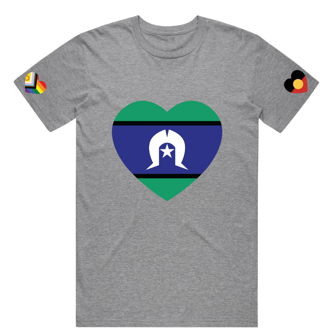 Torres Straight Island Heart Flag Adult Tee
